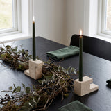 Brick Candle Holder, Low - Limestone