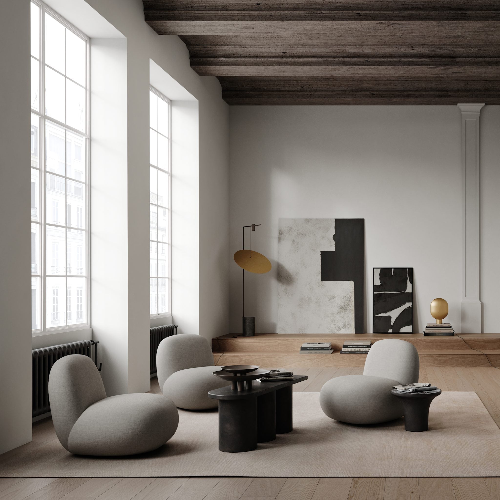 101 Copenhagen - Trumpet Table, Low - Calacatta - Coffee or Side Table
