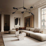 Temple Coffee Table, Tall - Chrome / Limestone