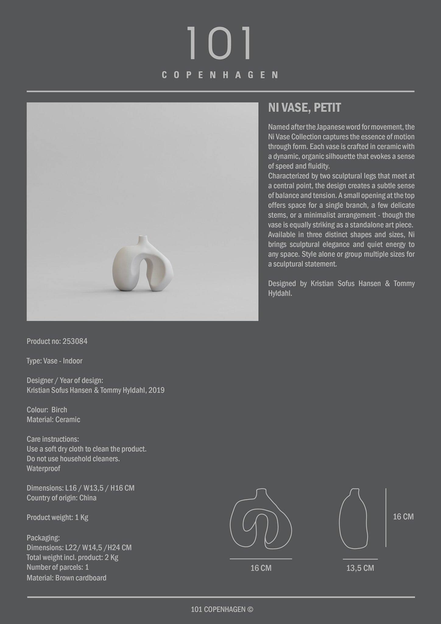 101 Copenhagen - Ni Vase, Petit - Birch - Vase