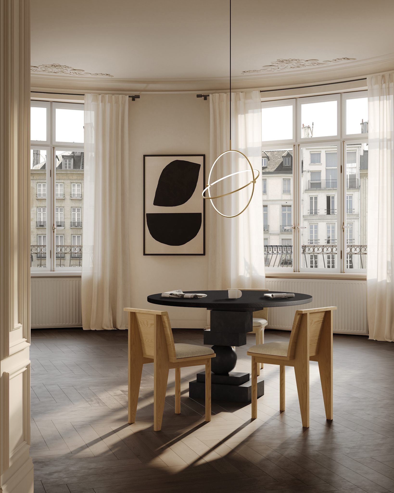 101 Copenhagen - Artist Dining Table, Top Ø120cm - Coffee Black Oak - Dining Table