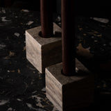 Cube Candle Holder -  Silver Travertine