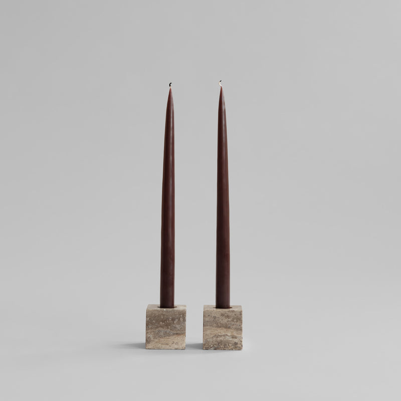 Cube Candle Holder -  Silver Travertine
