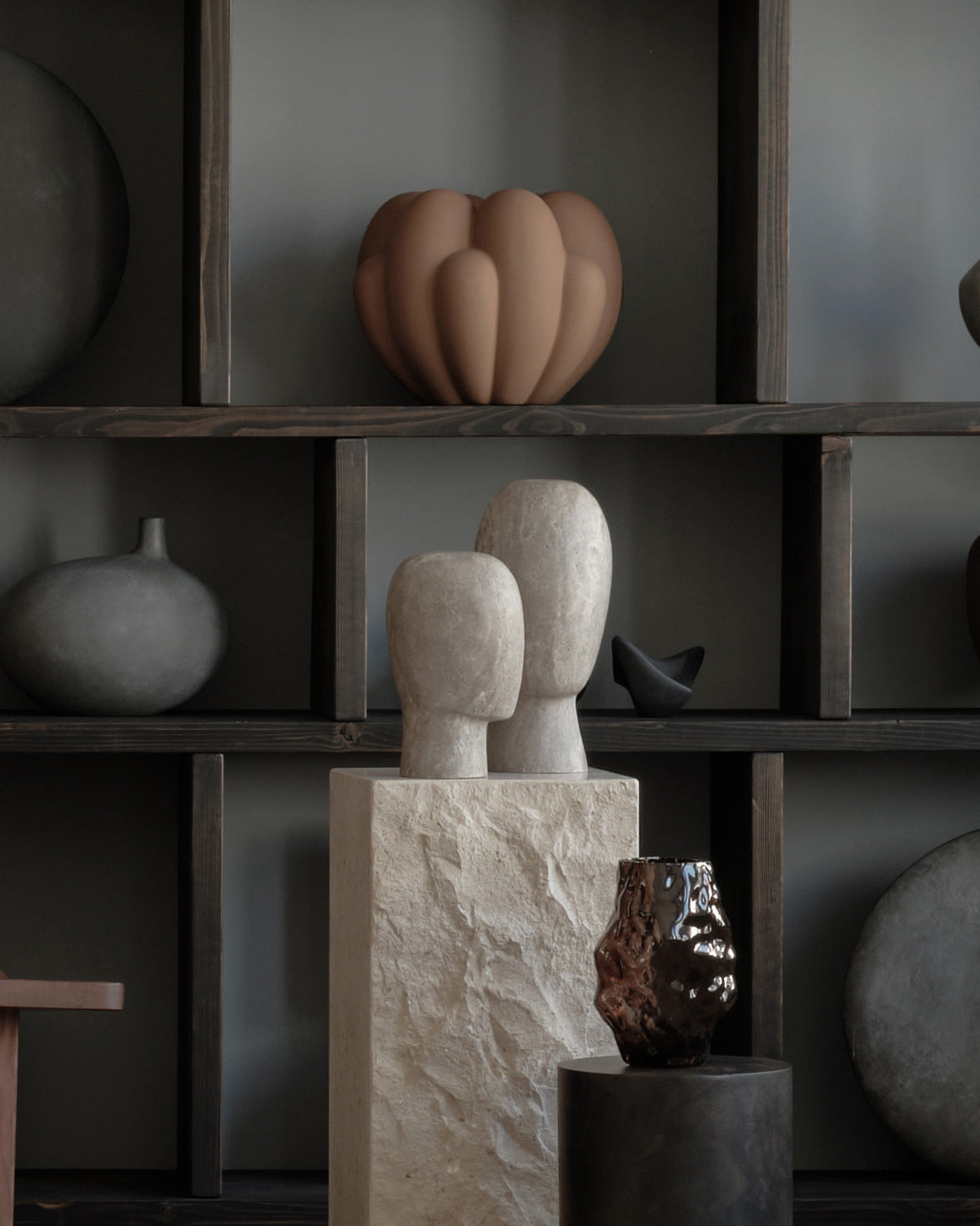 Two head sculptures