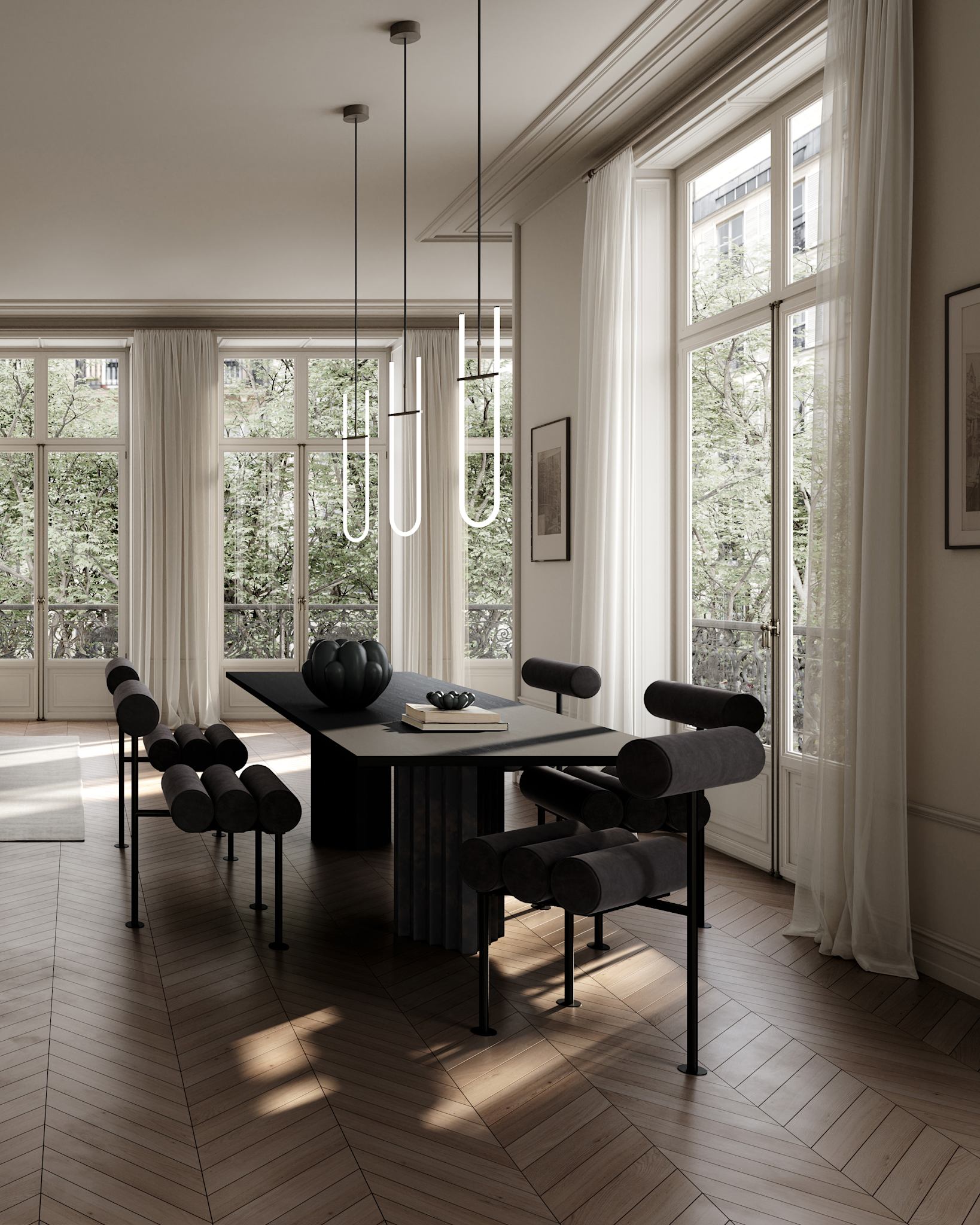 101 Copenhagen - Arc Dining Table, L250 - H35mm - Coffee Black Oak - Dining Table