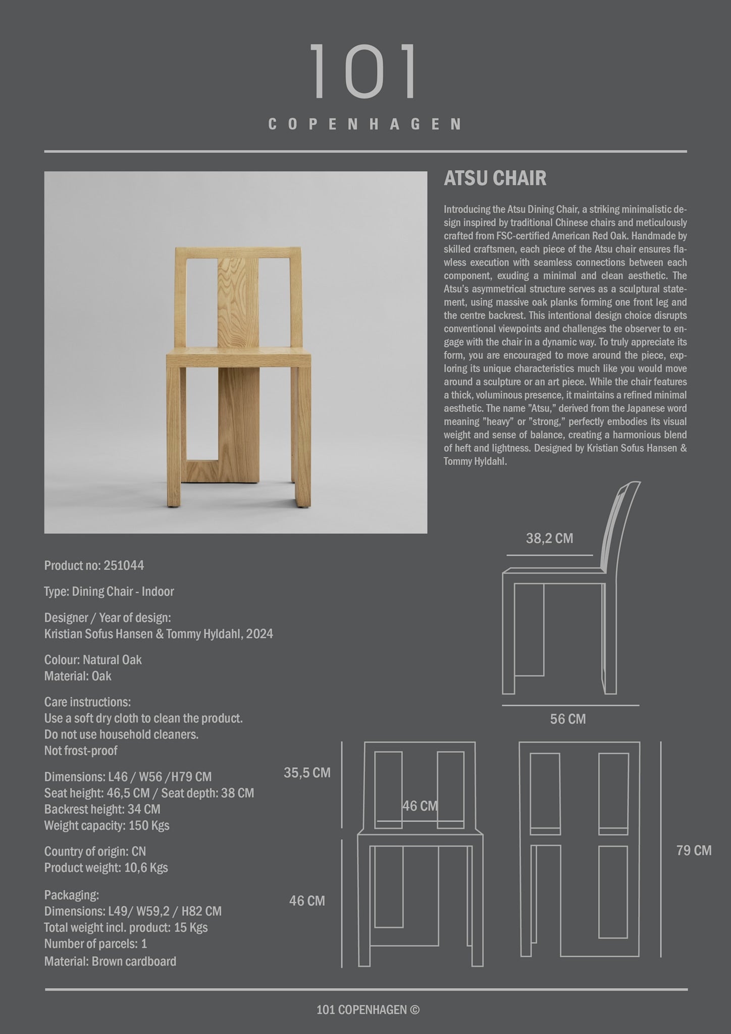 101 Copenhagen - Atsu Chair - Natural Oak - Dining Chair