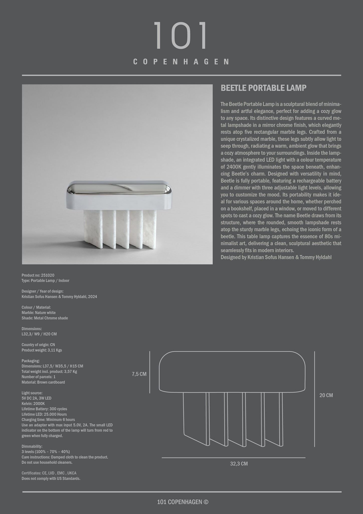 101 Copenhagen - Beetle Portable Lamp - Table Lamp