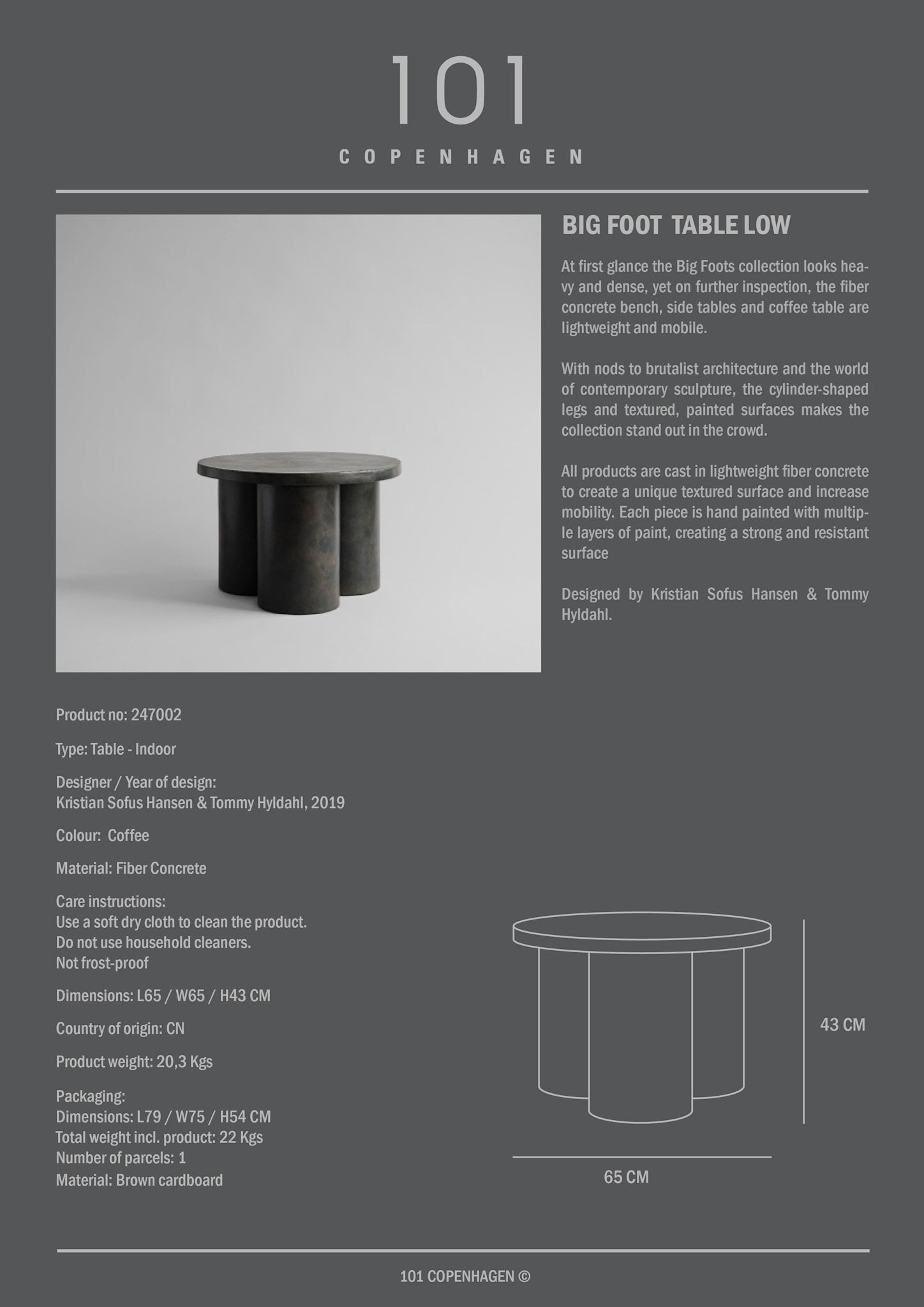 101 Copenhagen - Big Foot Table, Low - Coffee - Coffee or Side Table