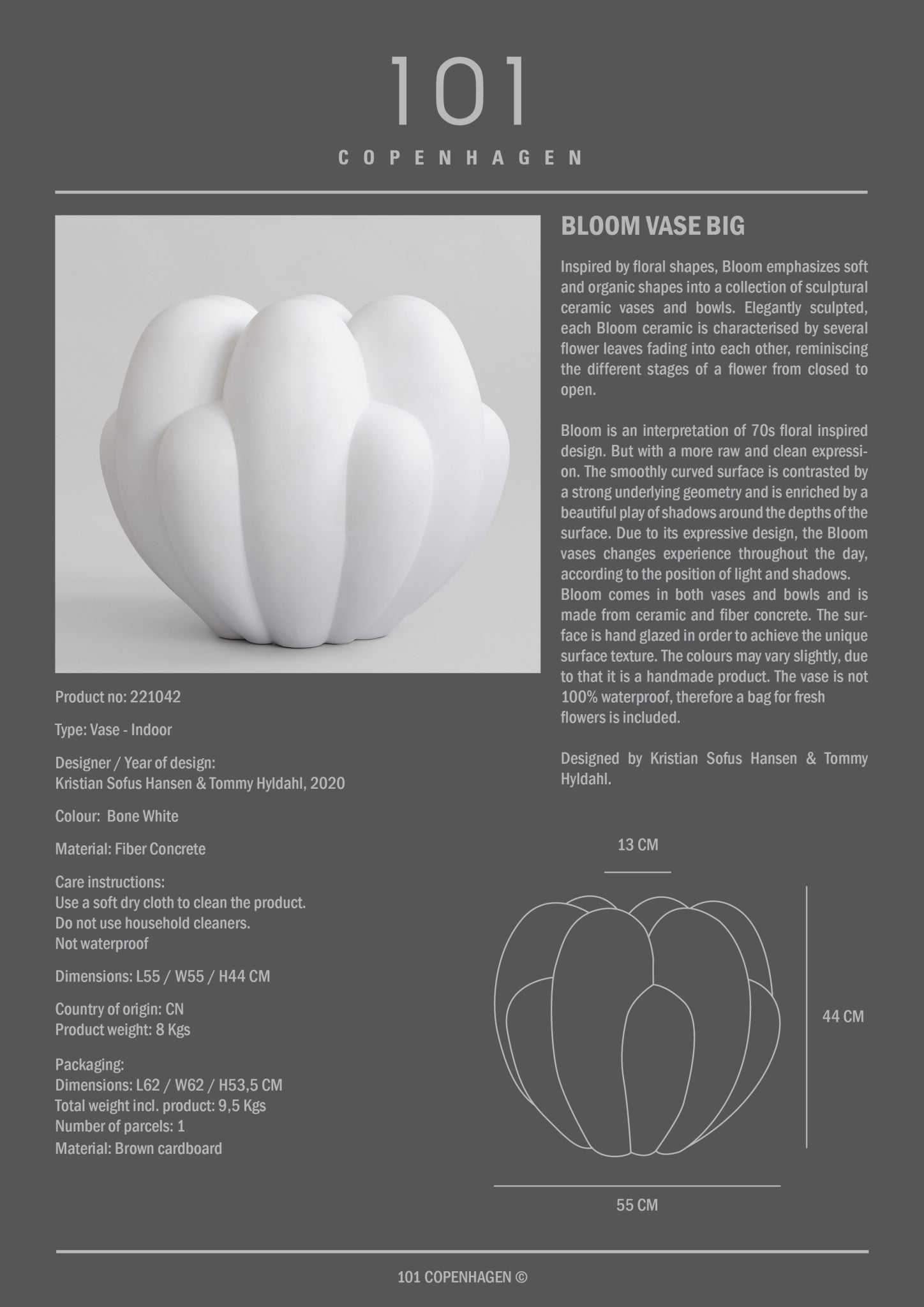 101 Copenhagen - Bloom Vase, Big - Bone White - Vase