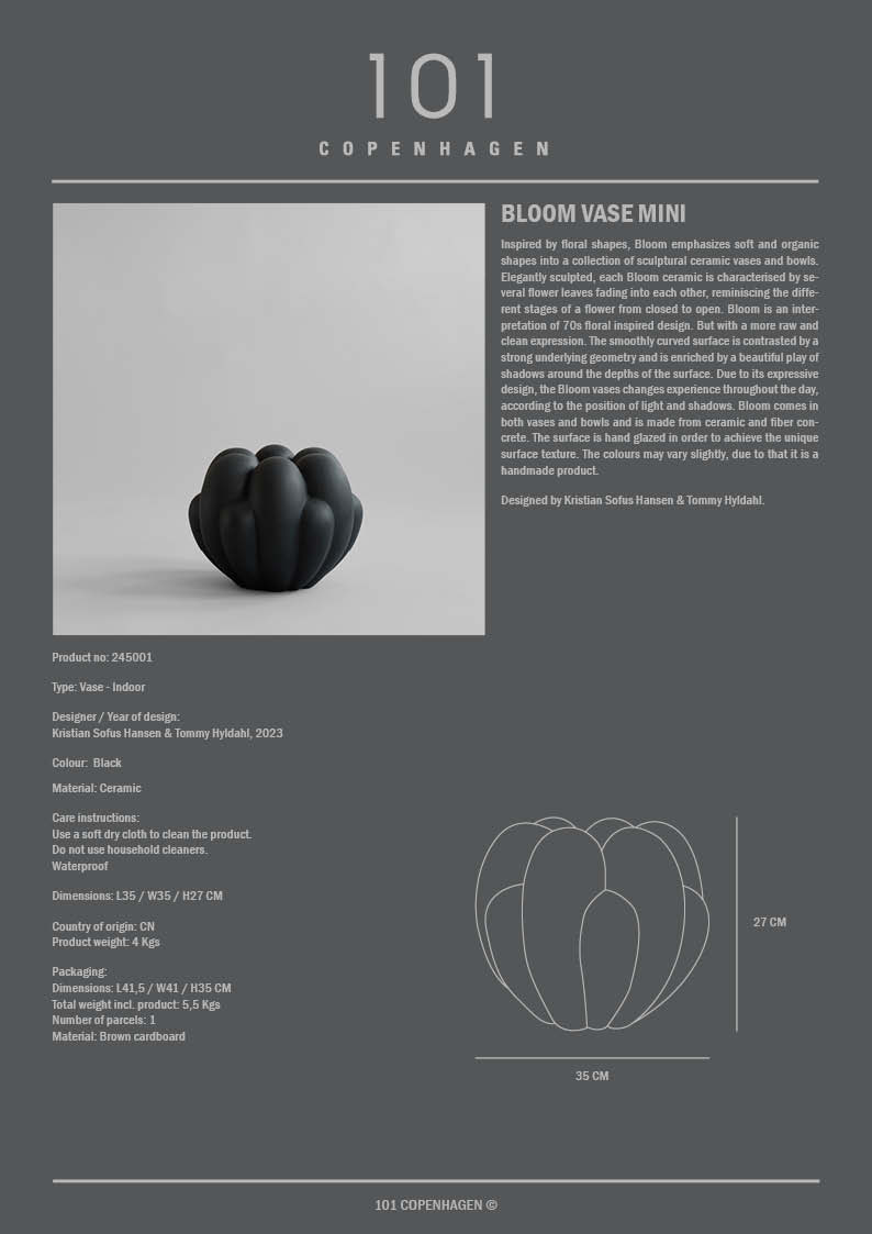 101 Copenhagen - Bloom Vase, Mini - Black - Vase