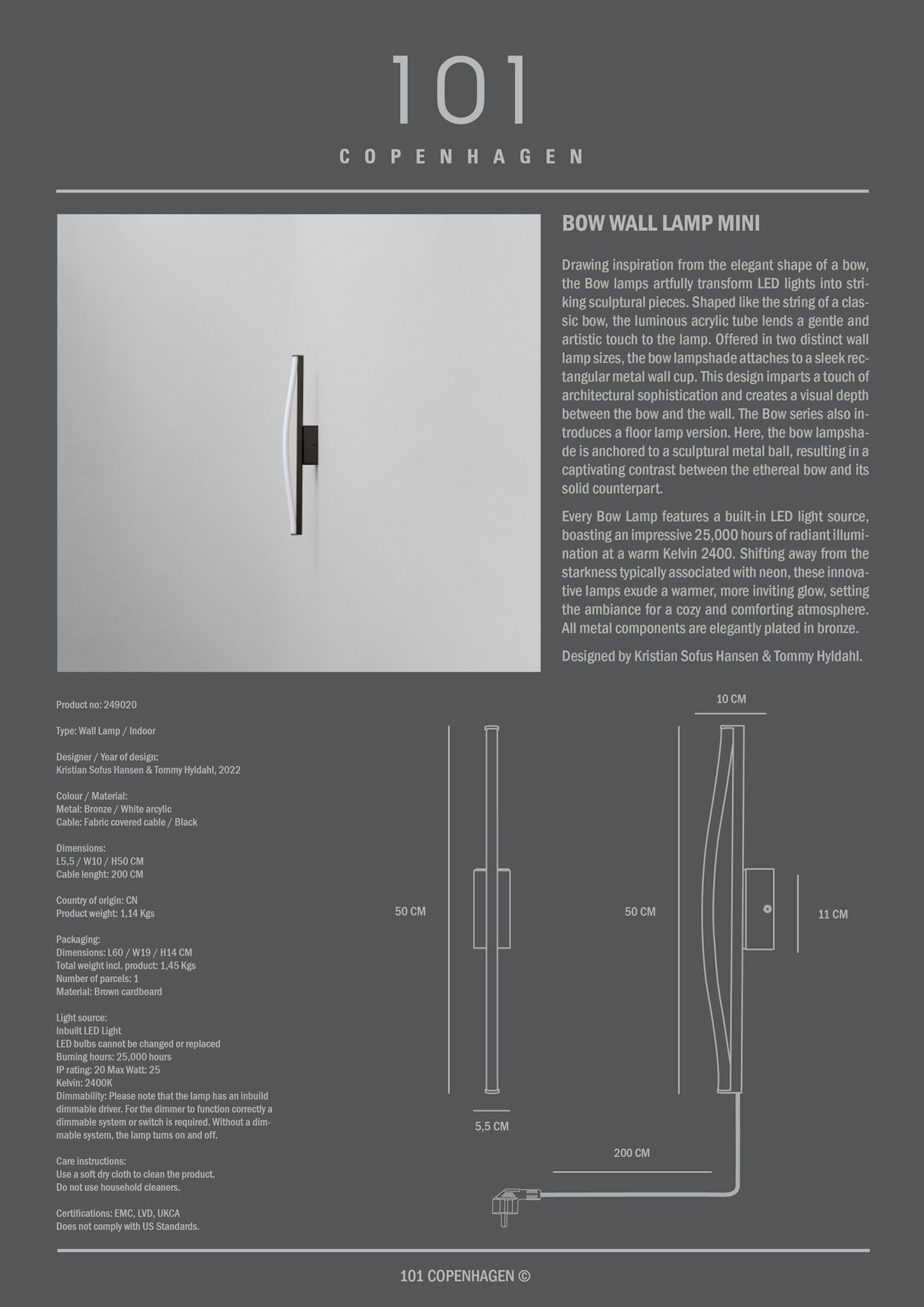 101 Copenhagen - Bow Wall Lamp, Mini - Bronze - Wall Lamp