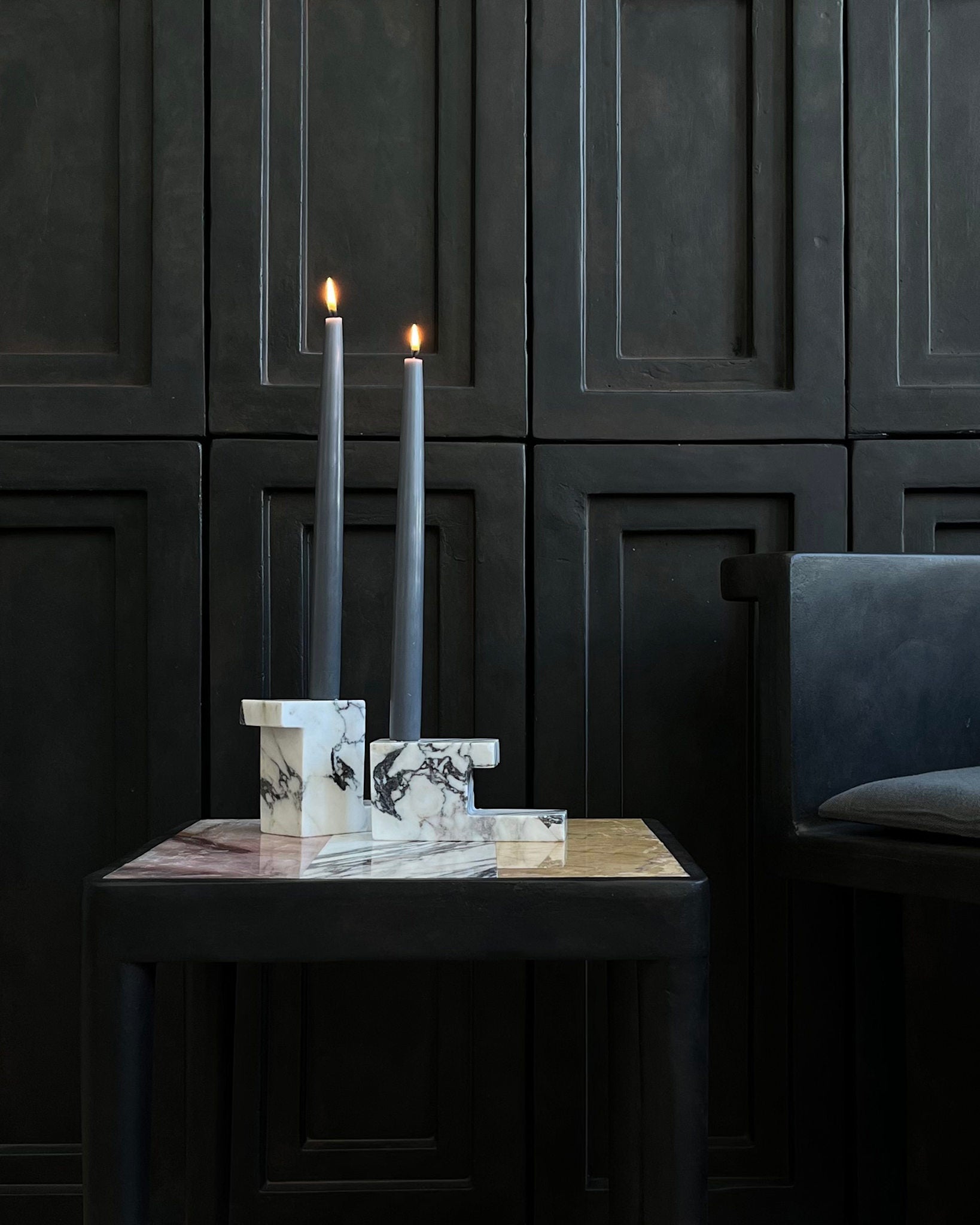 101 Copenhagen - Brick Candle Holder, Tall - Calacatta - Candle Holders