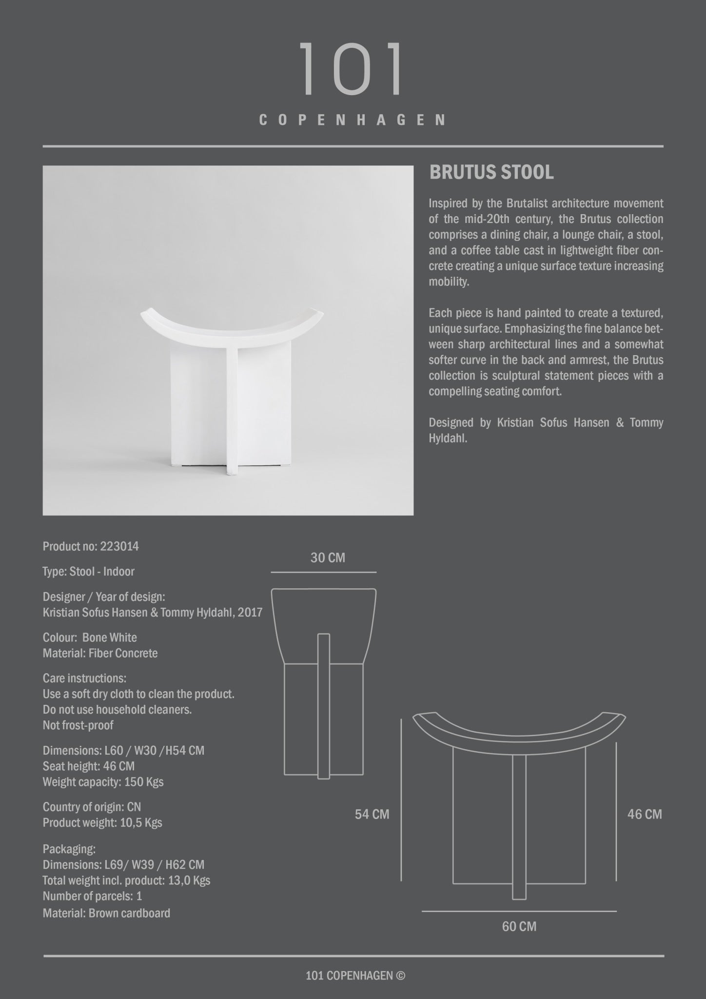 101 Copenhagen - Brutus Stool - Bone White - Stool