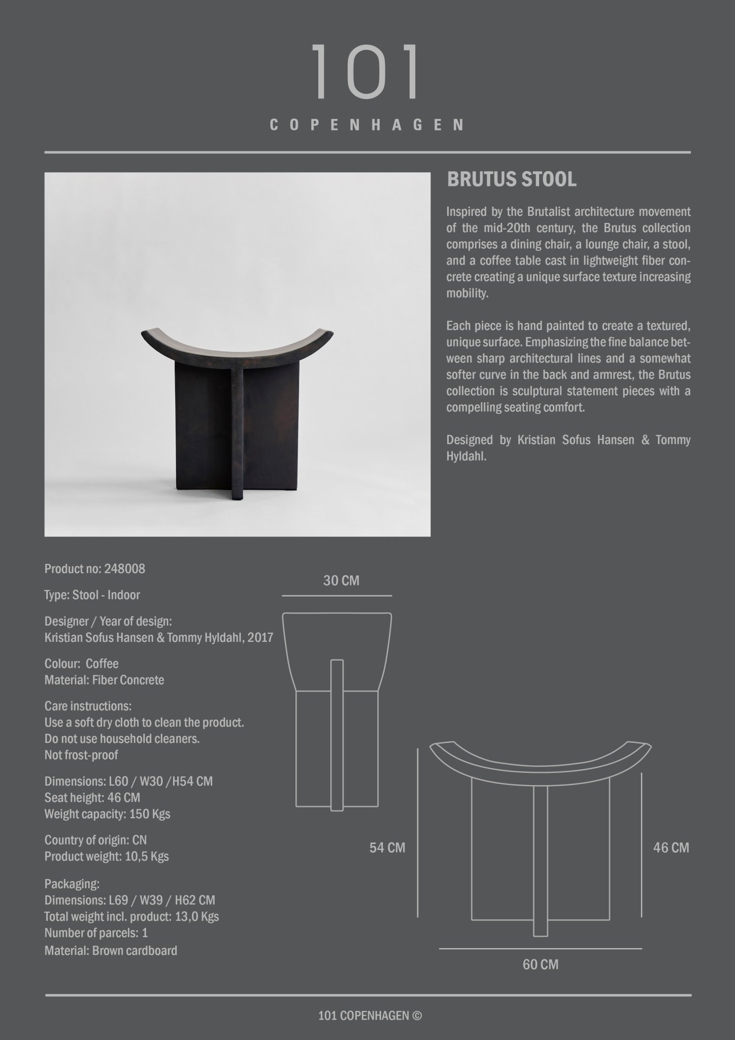 101 Copenhagen - Brutus Stool - Coffee - Stool
