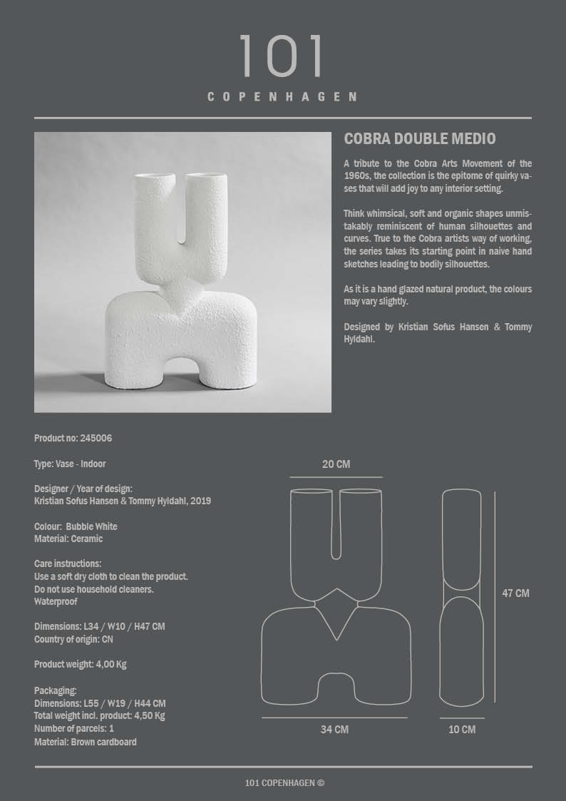 101 Copenhagen - Cobra Vase Double, Medio - Bubble White - Vase