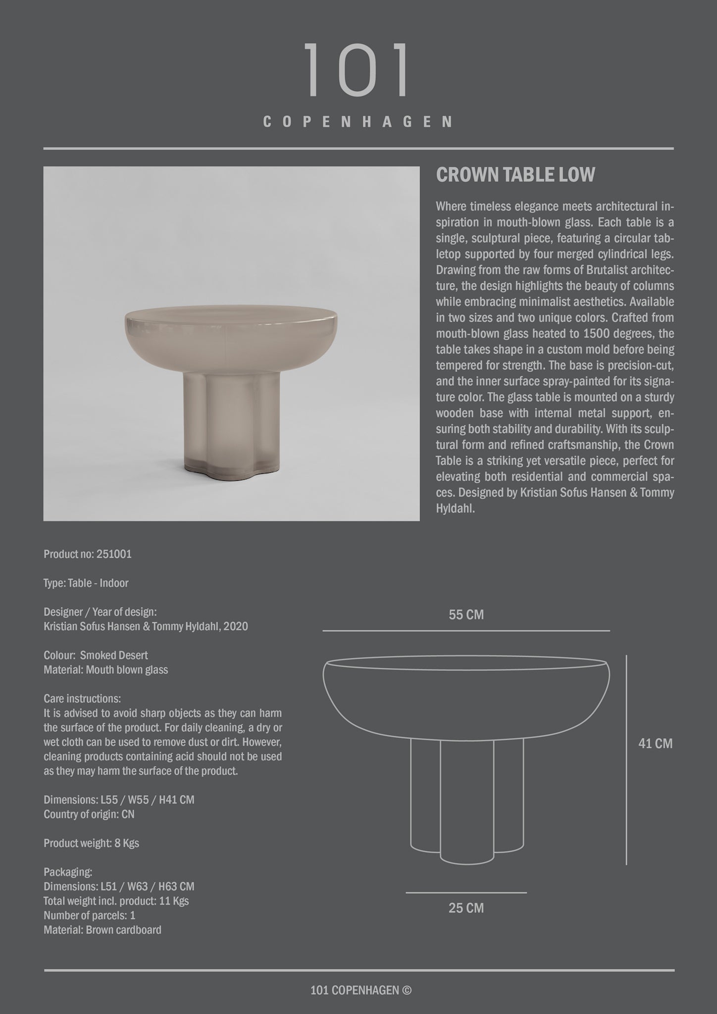 101 Copenhagen - Crown Table, Low - Smoked Desert - Coffee or Side Table