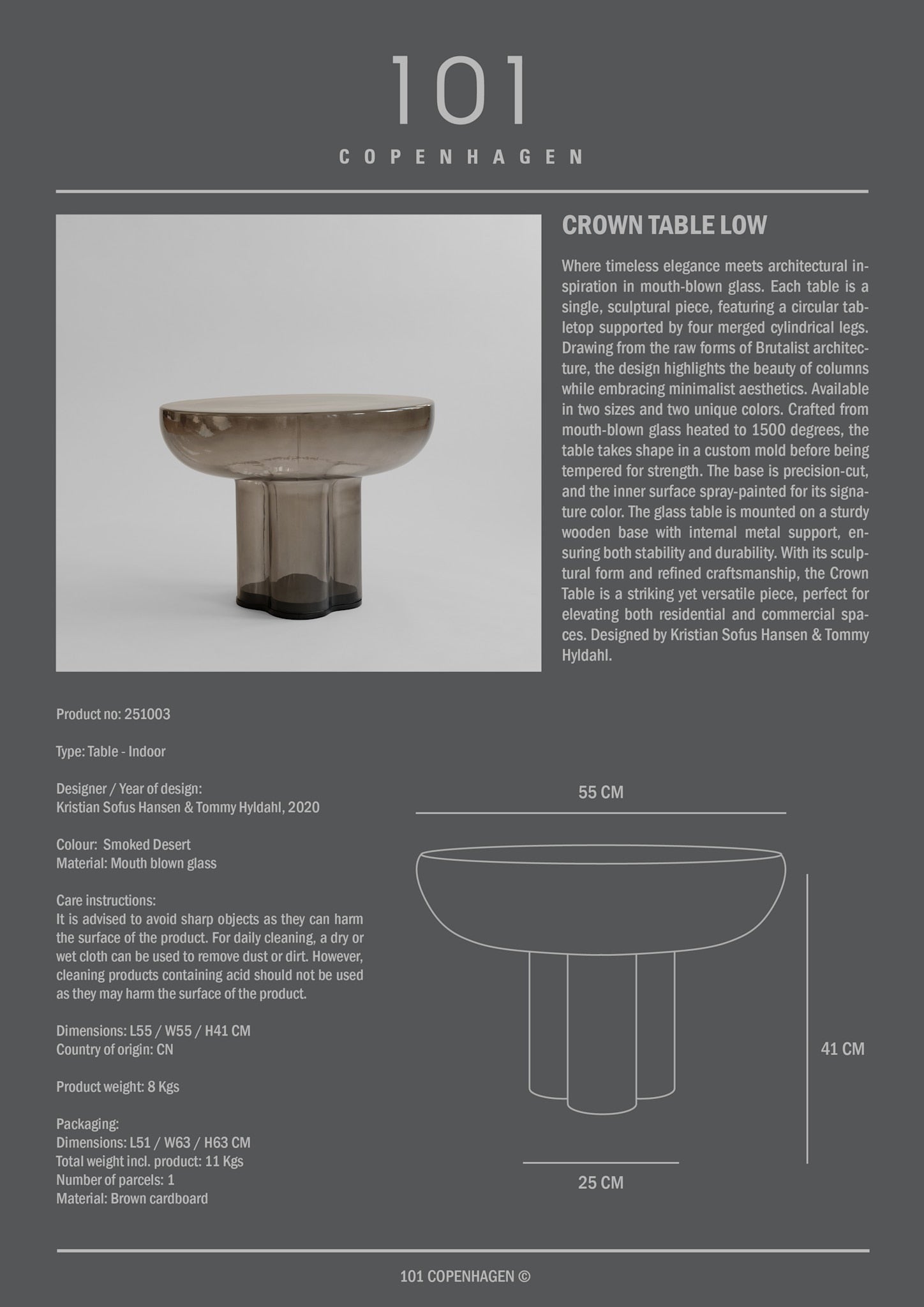 101 Copenhagen - Crown Table, Low - Smoked Forest - Coffee or Side Table