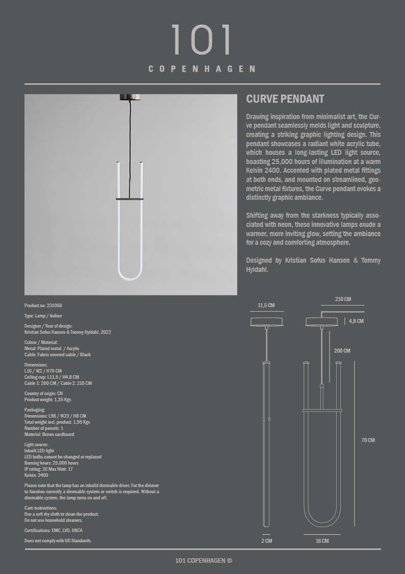 101 Copenhagen - Curve Pendant Lamp - Pendant Lamp
