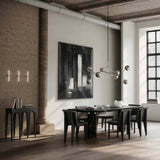 101 Copenhagen Stick Wall lamps, Bow Consol, Slim Brutus Dining Chair, Drop Chandelier in Chrome and Bone White Curve Bowls