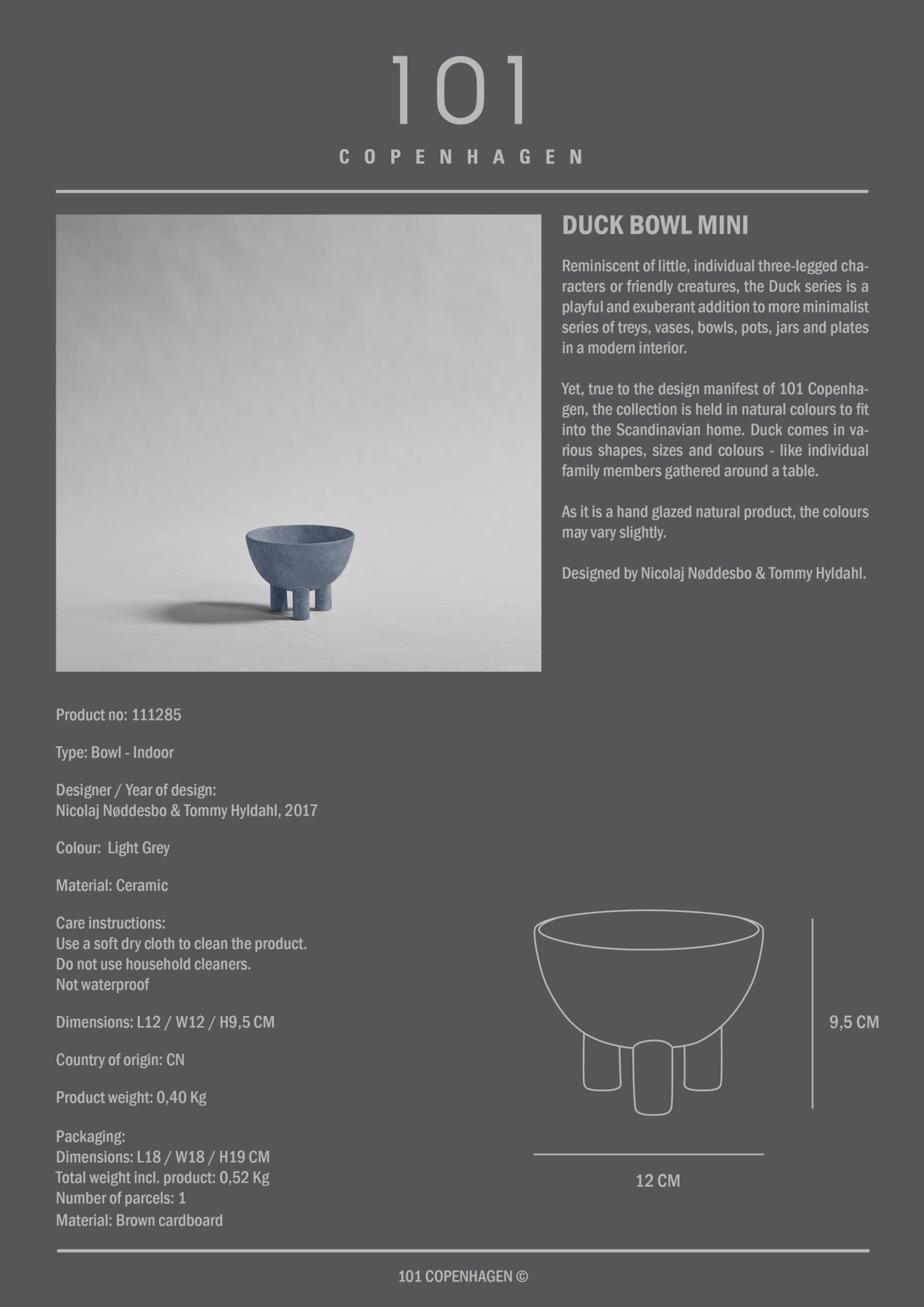 101 Copenhagen - Duck Bowl, Mini - Light Grey - Archive
