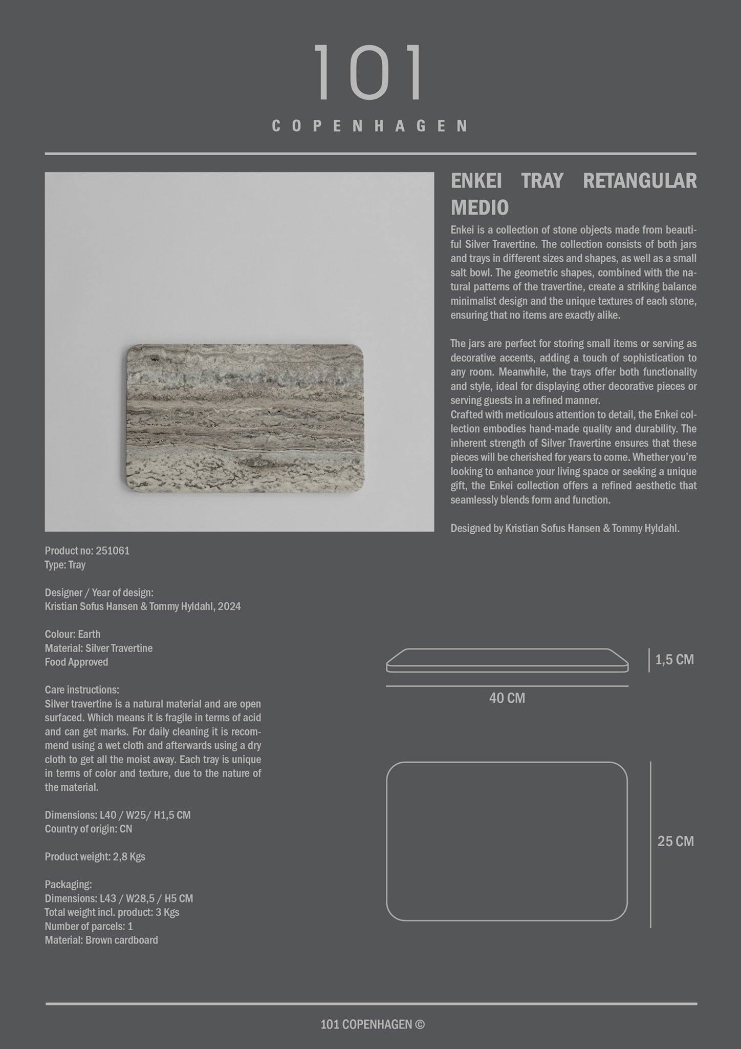 101 Copenhagen - Enkei Tray Rectangular, Medio - Earth - Tray