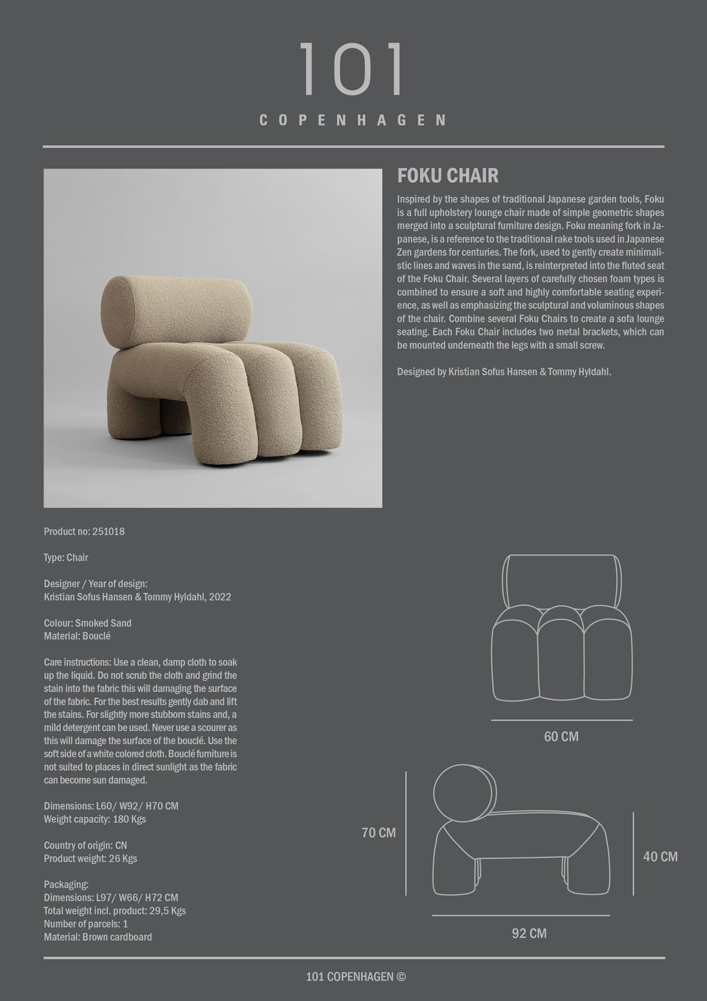101 Copenhagen - Foku Chair - Smoked Sand (CPH 904) - Lounge Chair