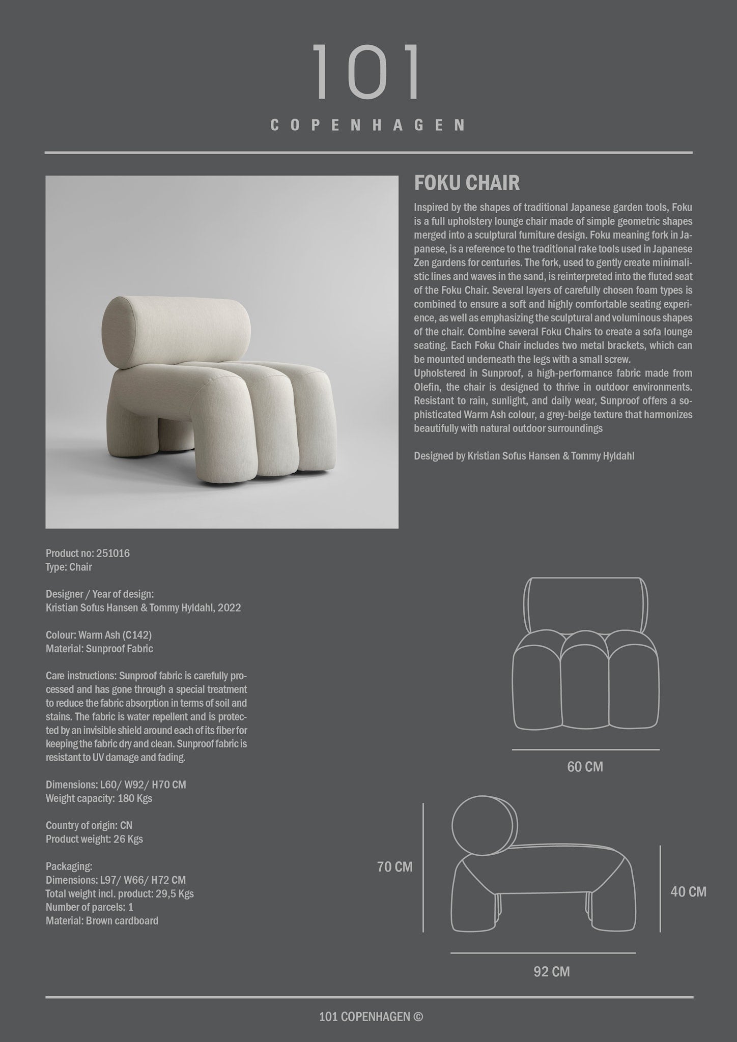 101 Copenhagen - Foku Chair - Warm Ash (C142) - Lounge Chair