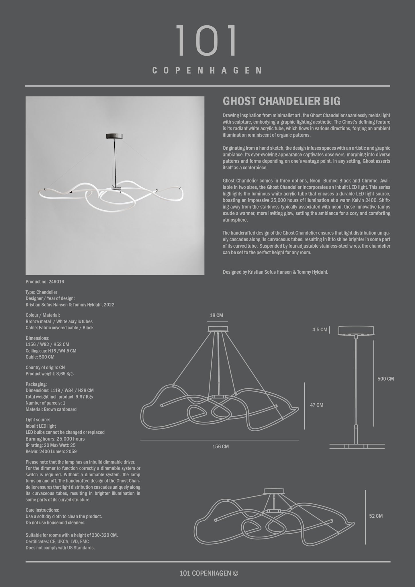 101 Copenhagen - Ghost Chandelier, Big - Neon (5m) - Chandelier