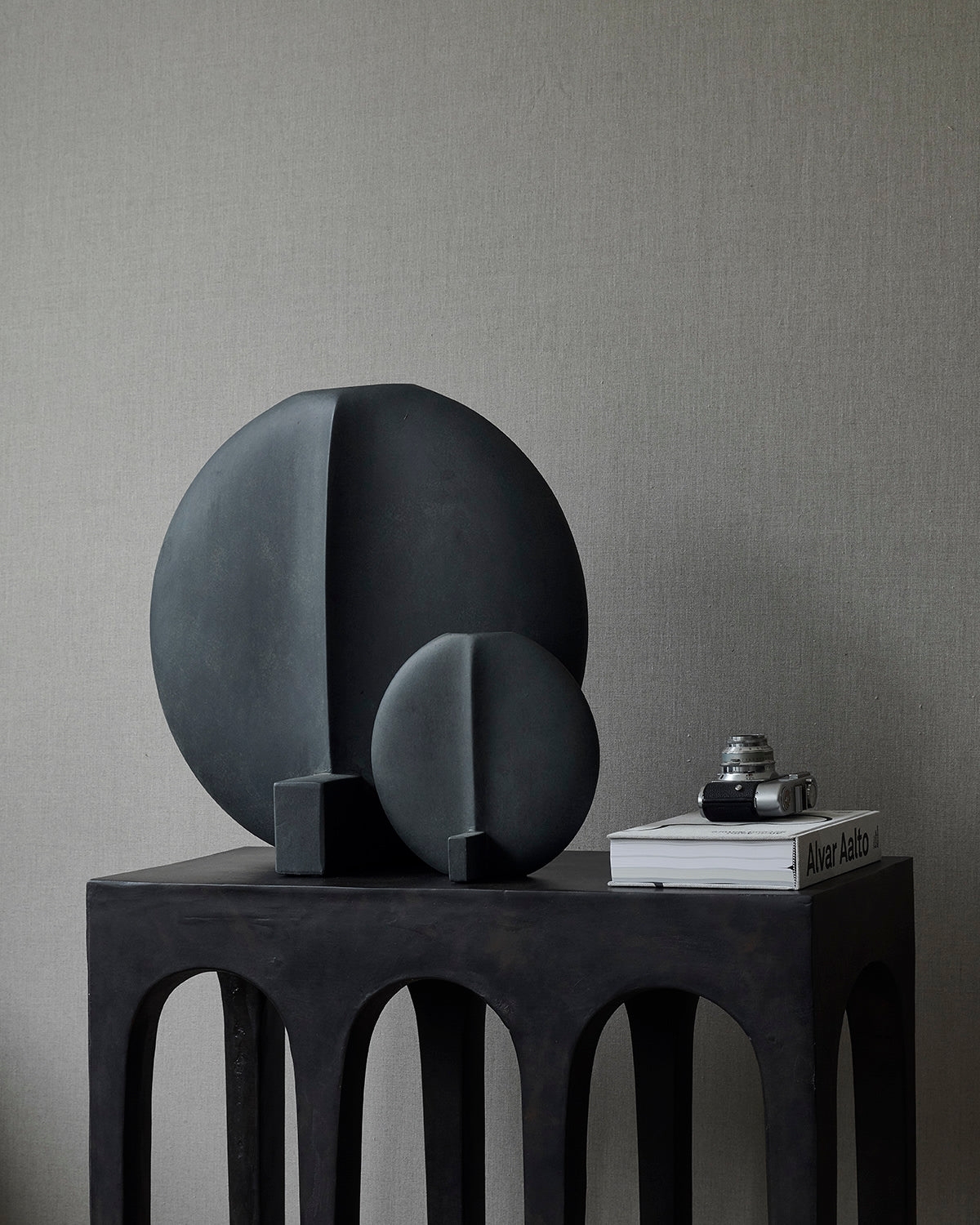 101 Copenhagen Guggenhaim vases on  a Bow console