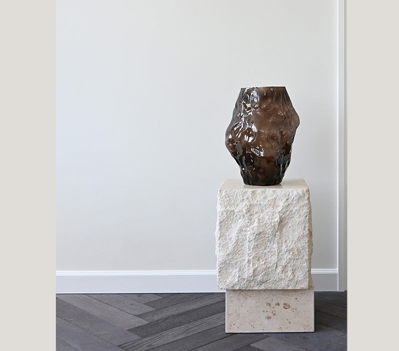 Katachi Vase on A Temple Coffee table in Limestone
