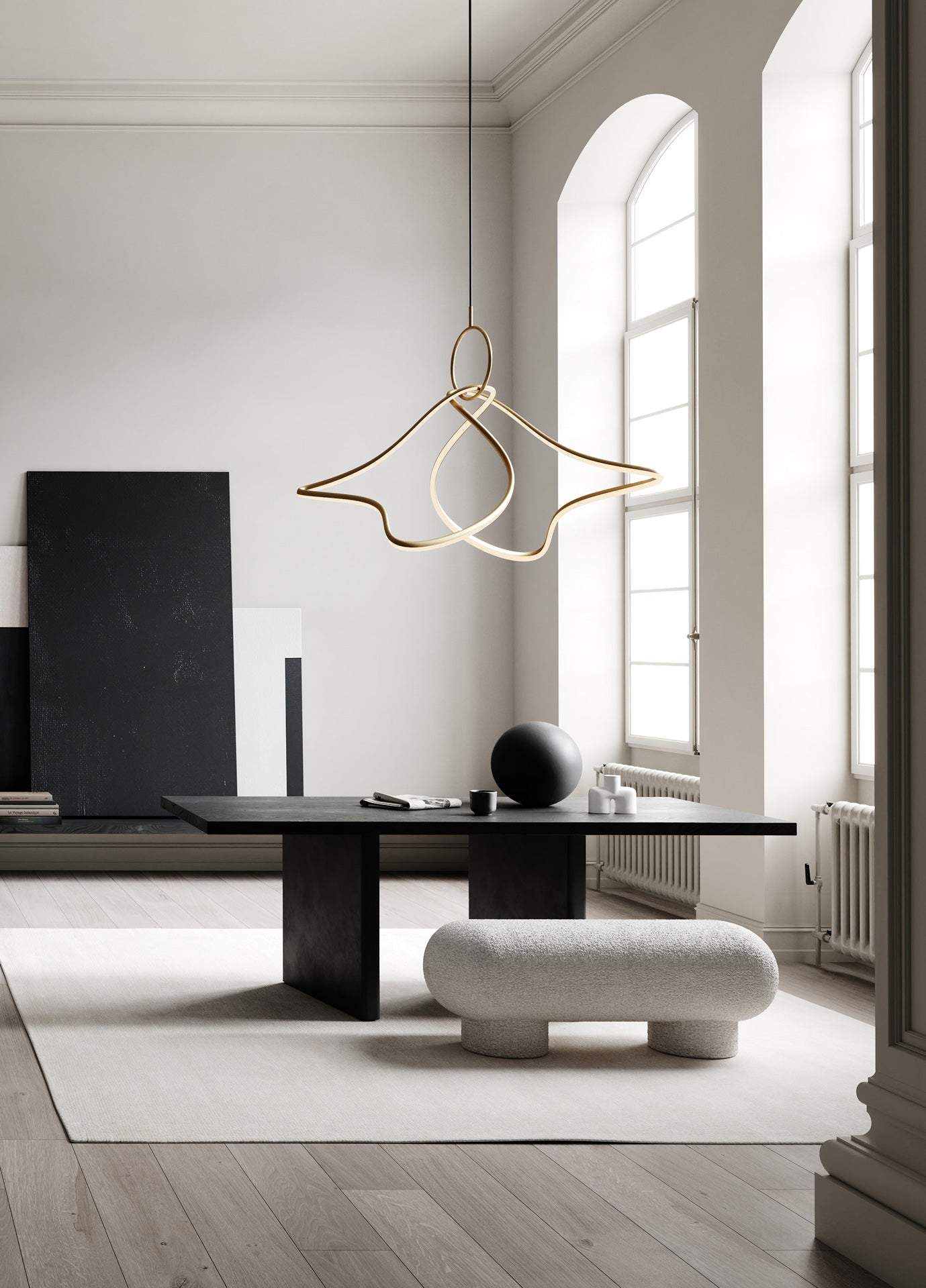 101 Copenhagen Kumo Chandelier and Big foot bench