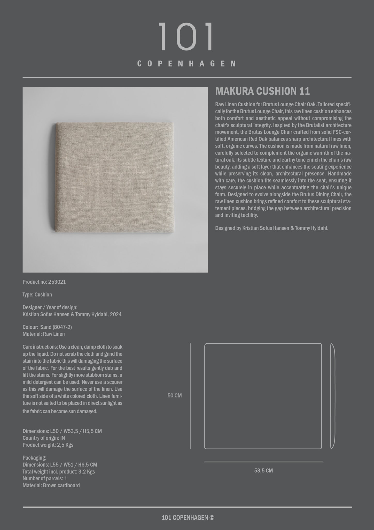 101 Copenhagen - Makura Cushion 11 - Sand (8047-2) - Cushion