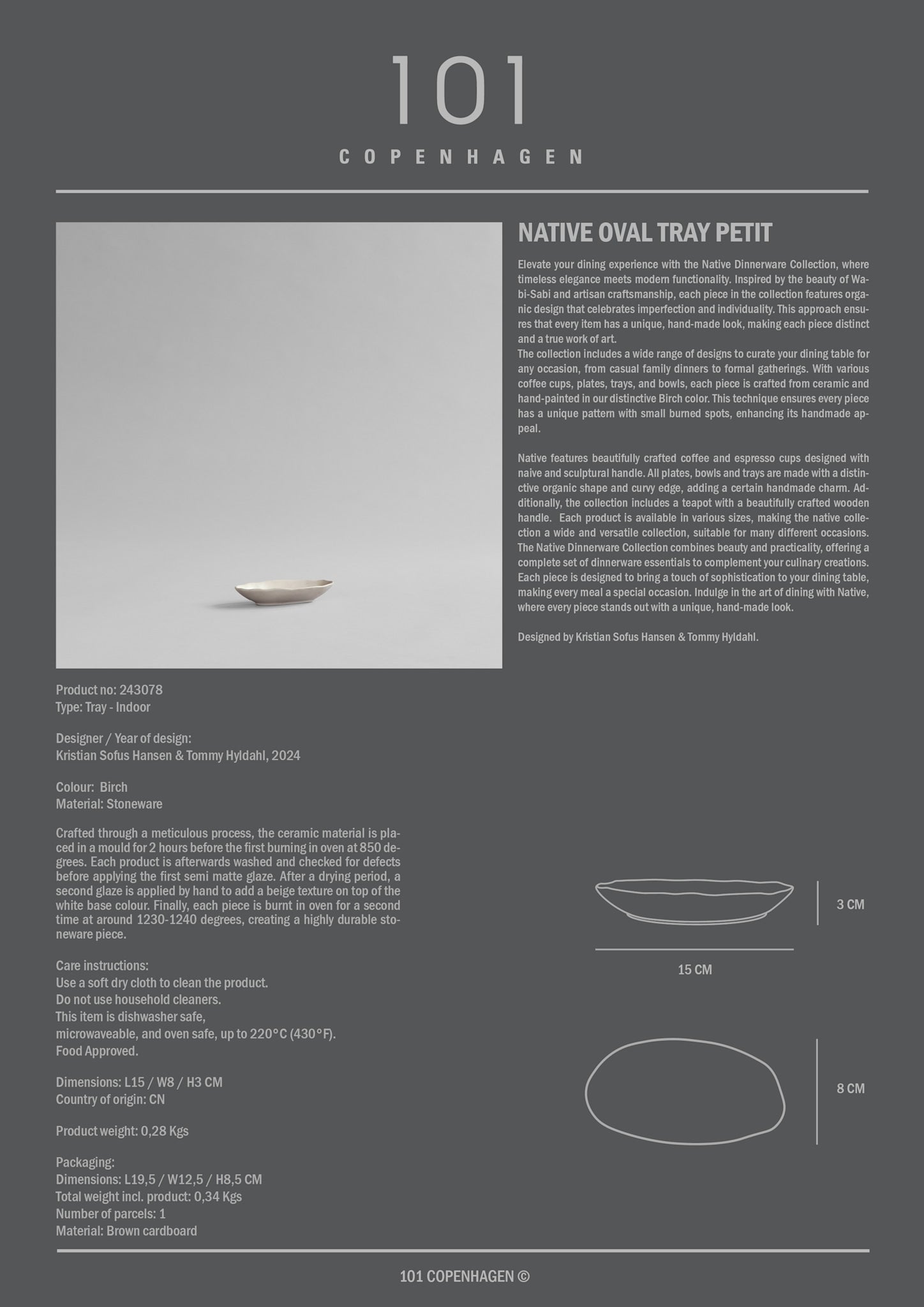 101 Copenhagen - Native Oval Tray, Petit - Birch - Tray