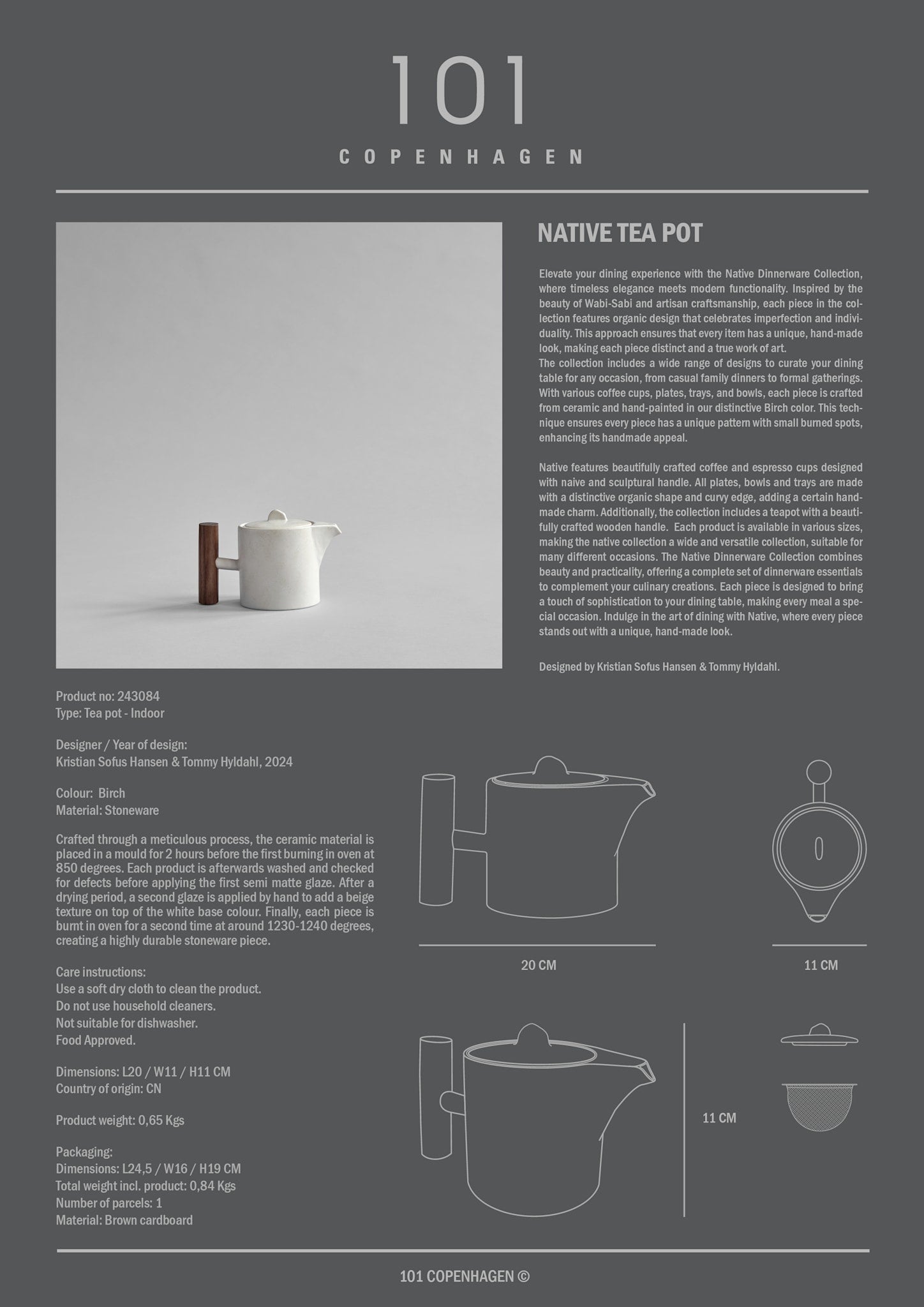 101 Copenhagen - Native Tea Pot - Birch - Teapot
