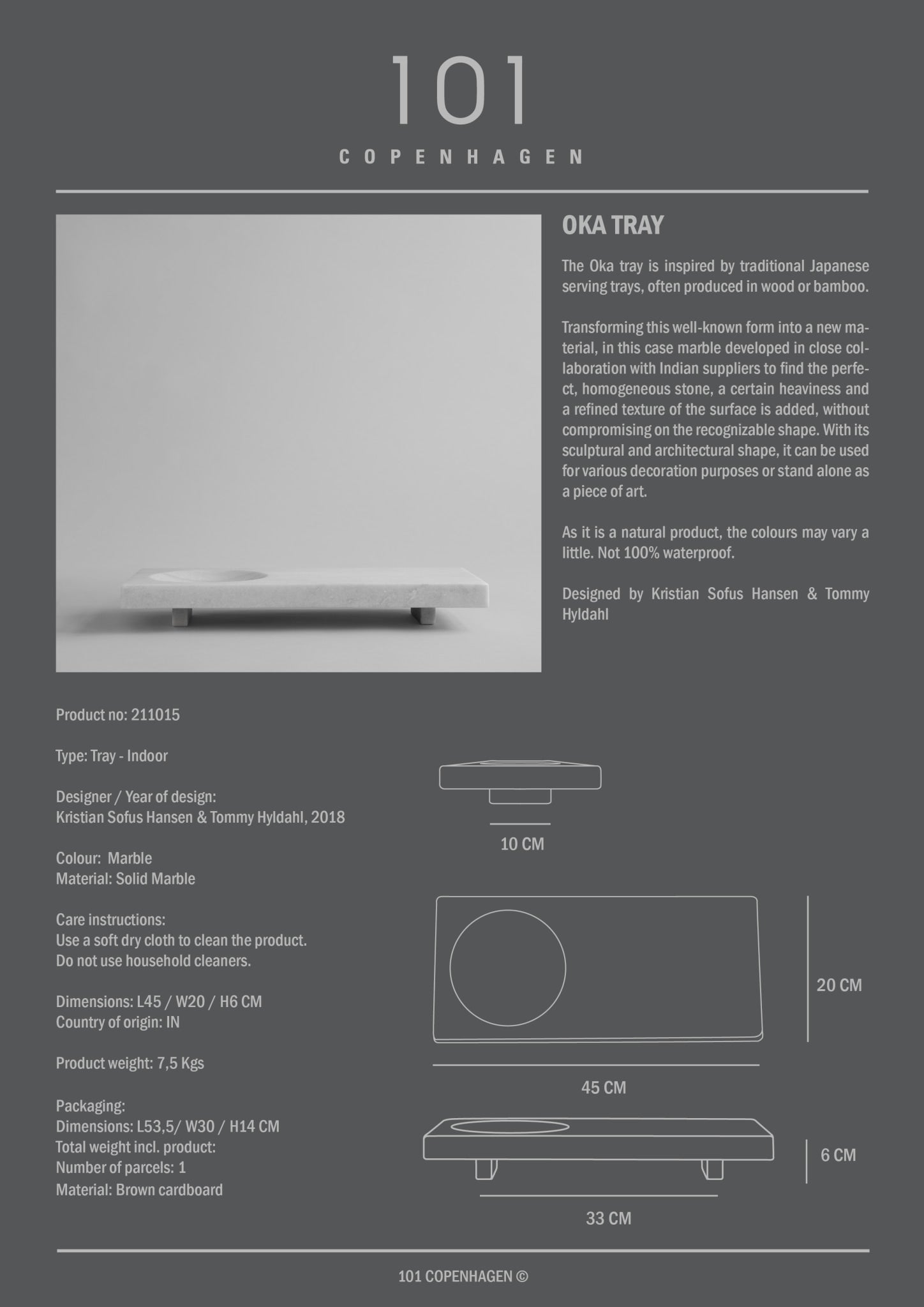 101 Copenhagen - Oka Tray - Marble - Archive