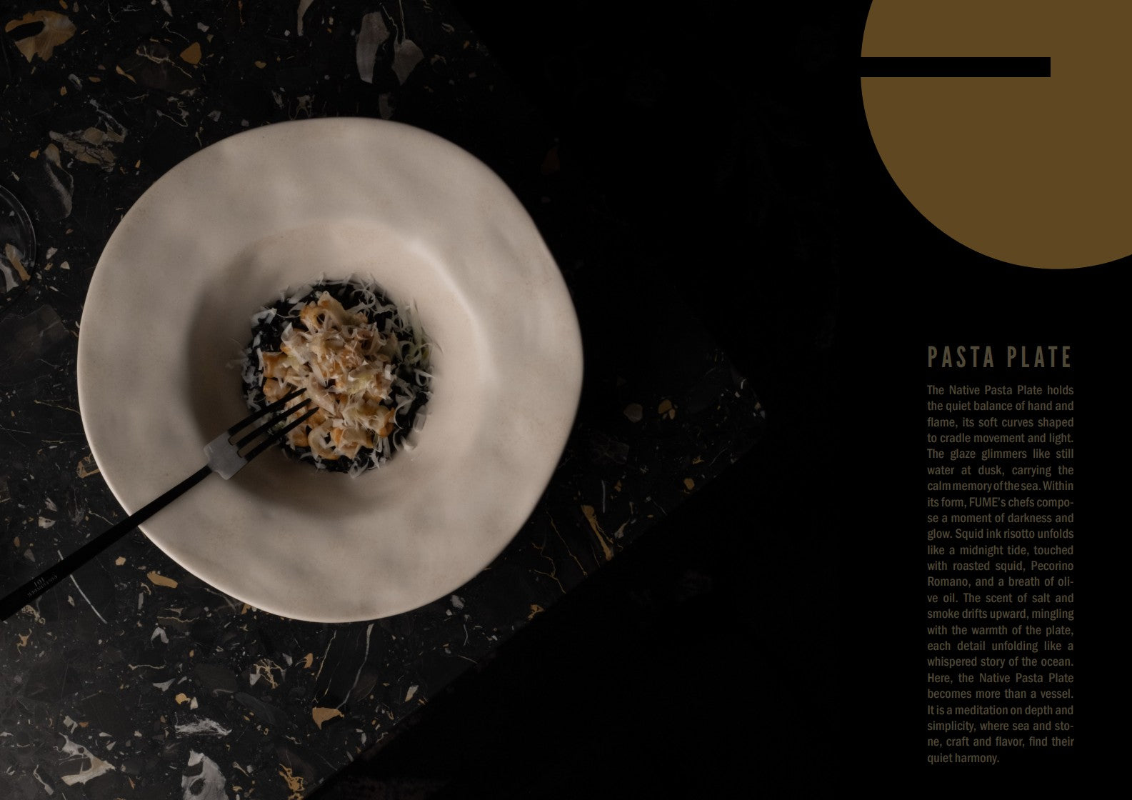 Native Pasta Plate with squid ink risotto