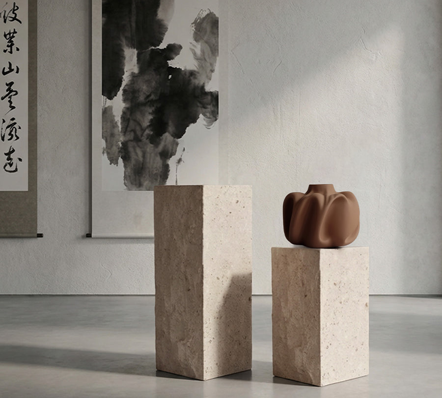 Limestone Podiums and Wabi vase 