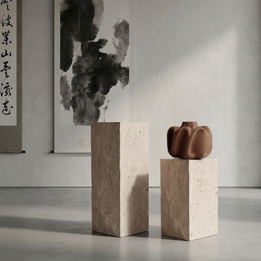 Limestone Podiums and Wabi vase 