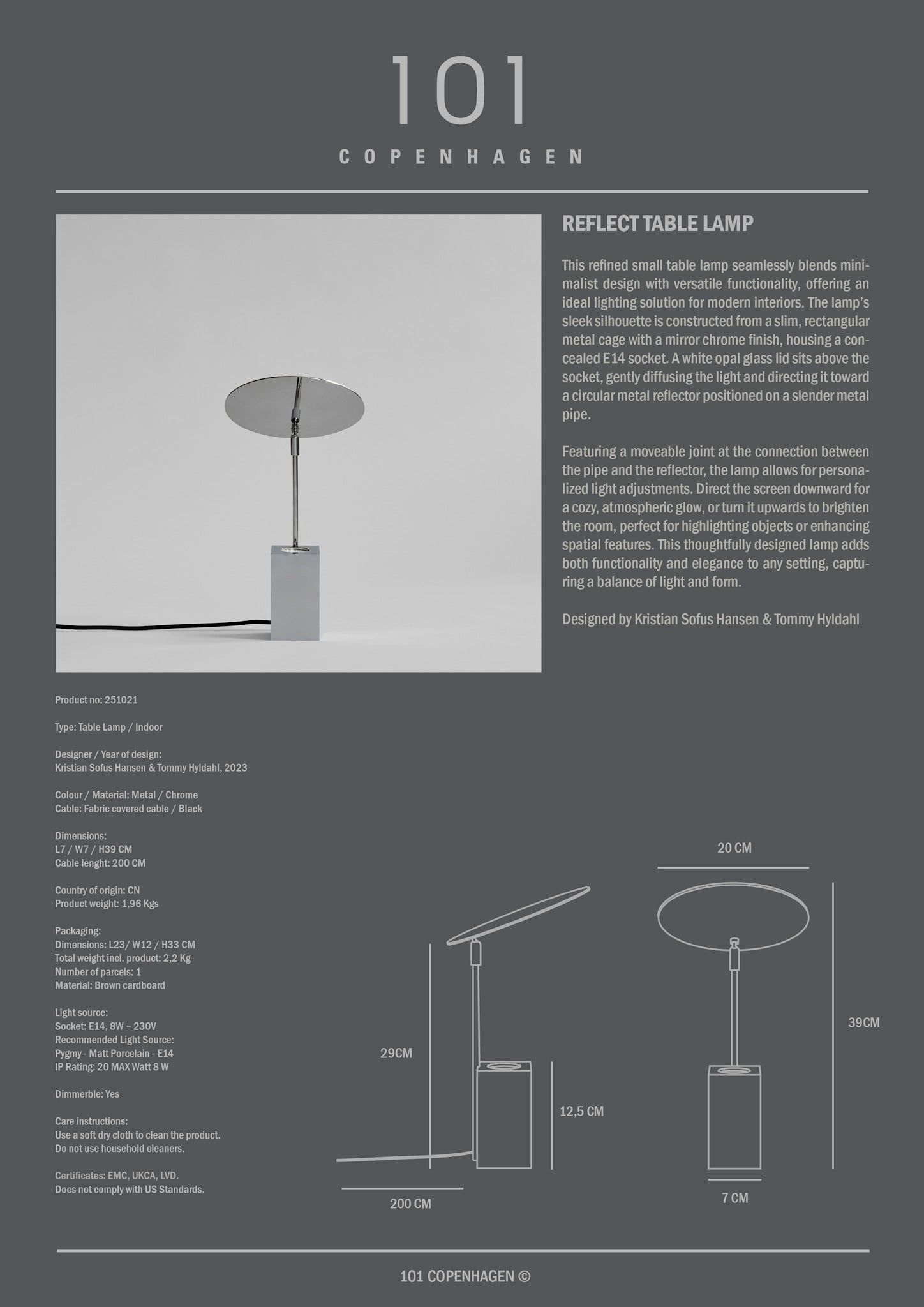 101 Copenhagen - Reflect Table Lamp - Chrome - Table Lamp