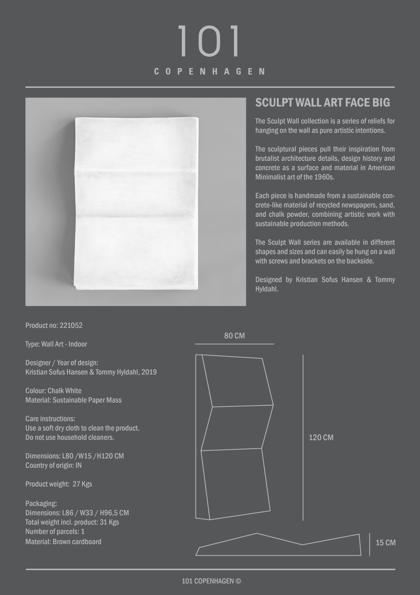 101 Copenhagen - Sculpt Art, Face, Big - Chalk White - Art