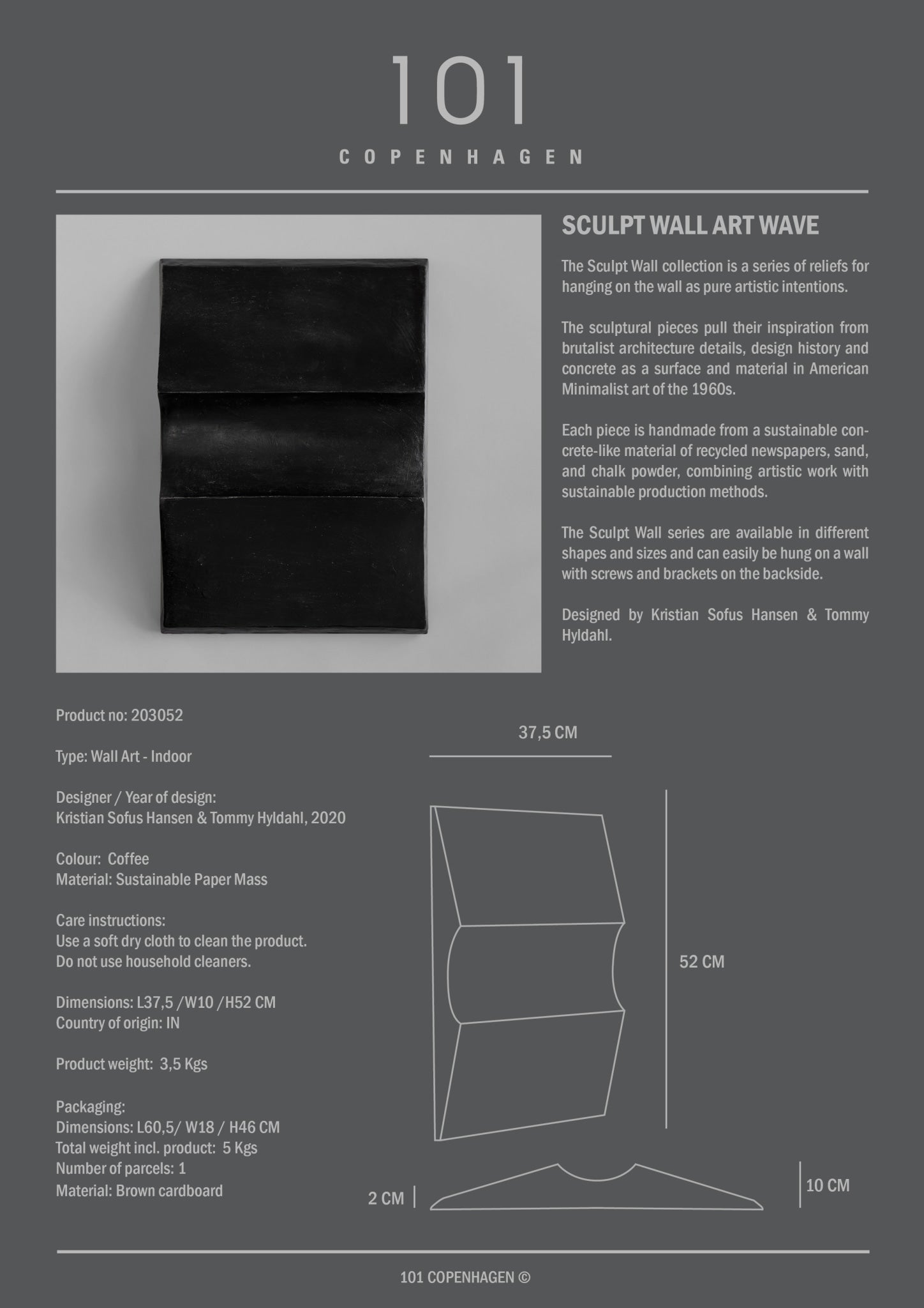 101 Copenhagen - Sculpt Art, Wave, Mini - Coffee - Archive