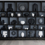 101 Chopenhagen Bookself with decorative interior design vases, light and jars 
