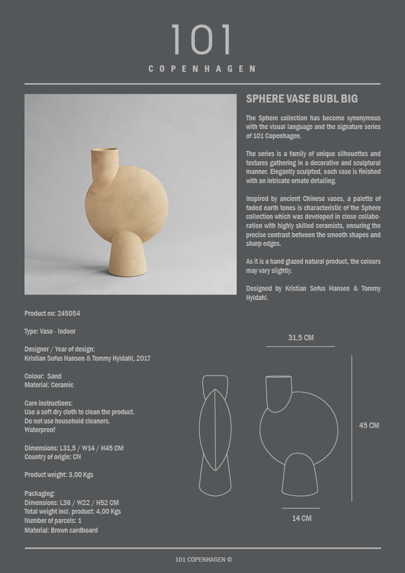 101 Copenhagen - Sphere Vase Bubl, Big - Sand - Vase