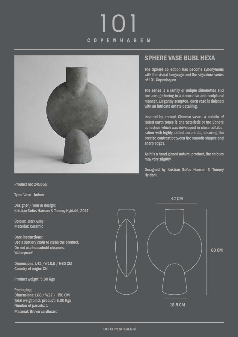 101 Copenhagen - Sphere Vase Bubl, Hexa - Dark Grey - Vase