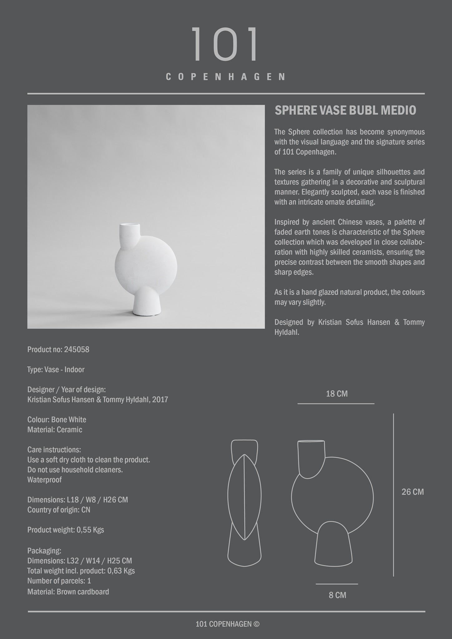 101 Copenhagen - Sphere Vase Bubl, Medio - Bone White - Vase