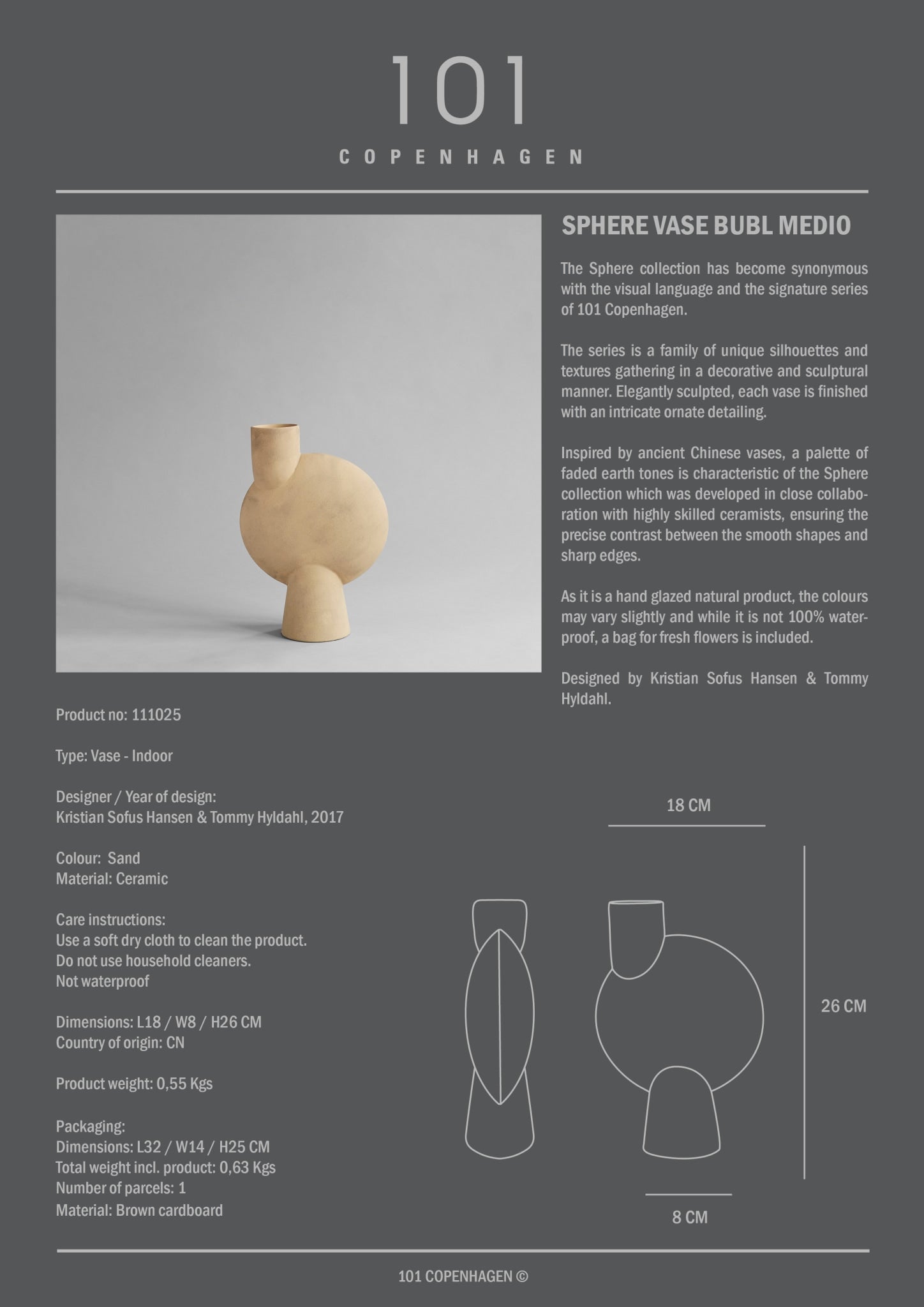 101 Copenhagen - Sphere Vase Bubl, Medio - Sand - Vase