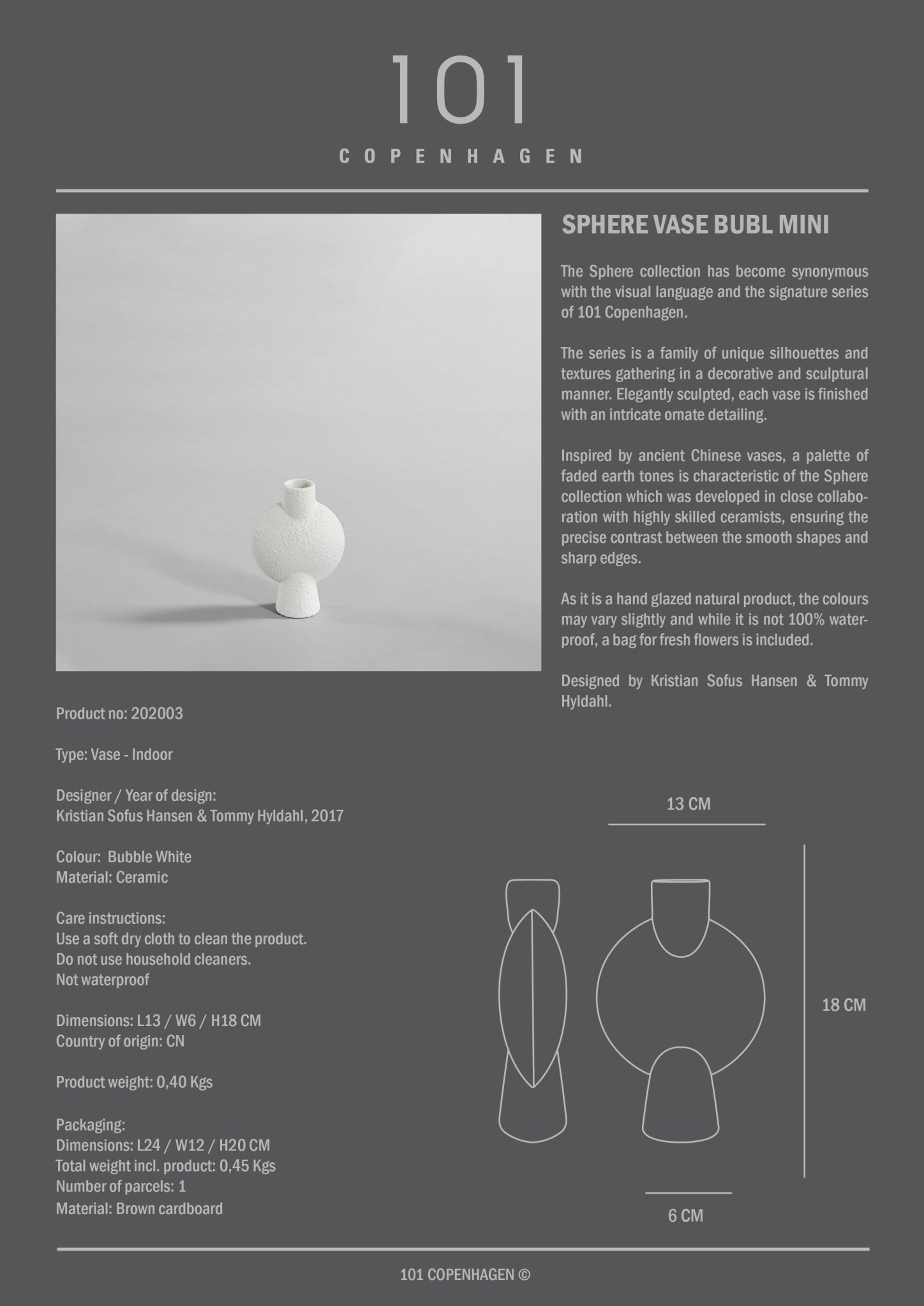 101 Copenhagen - Sphere Vase Bubl, Mini - Bubble White - Vase