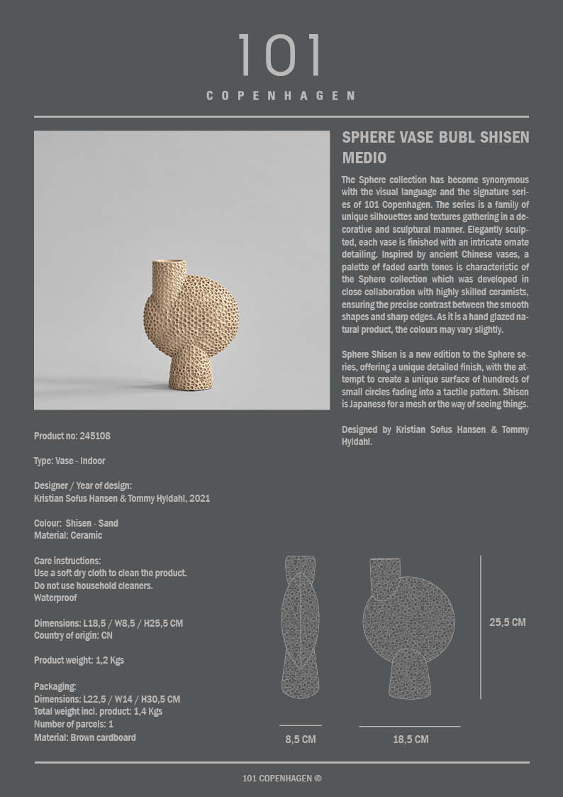 101 Copenhagen - Sphere Vase Bubl Shisen, Medio - Sand - Vase