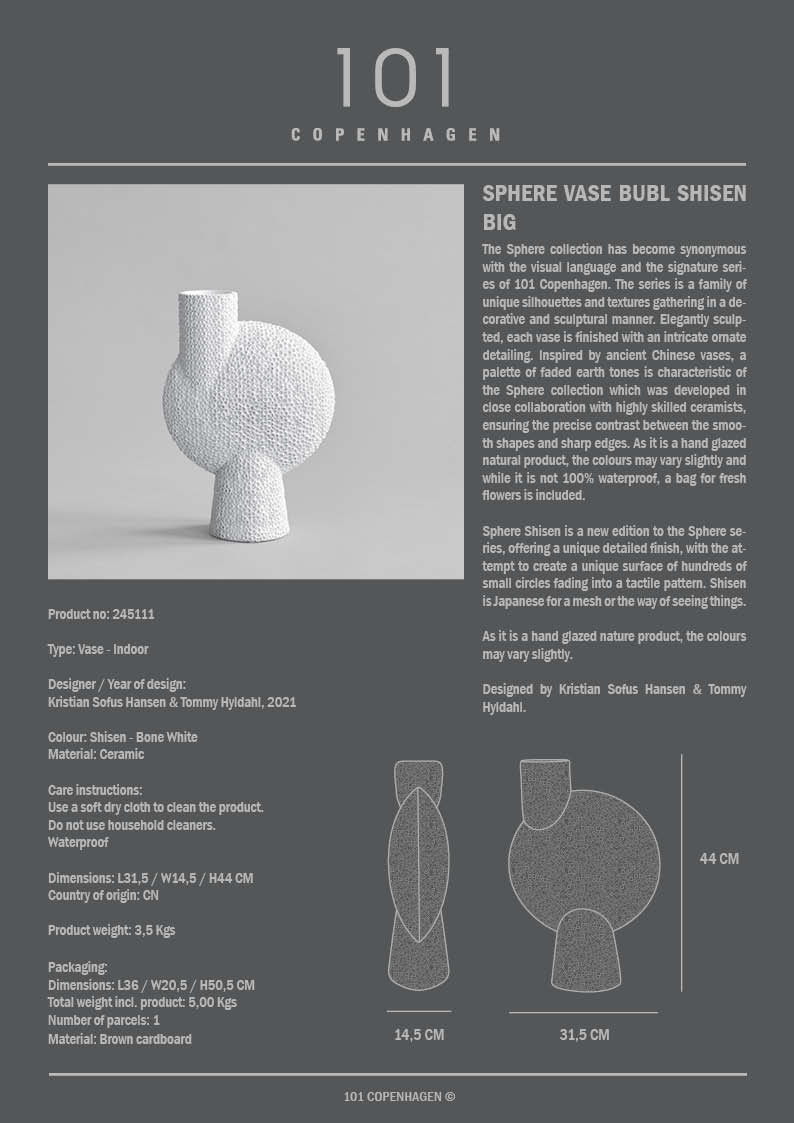 101 Copenhagen - Sphere Vase Bubl Shisen, Big - Bone White - Vase