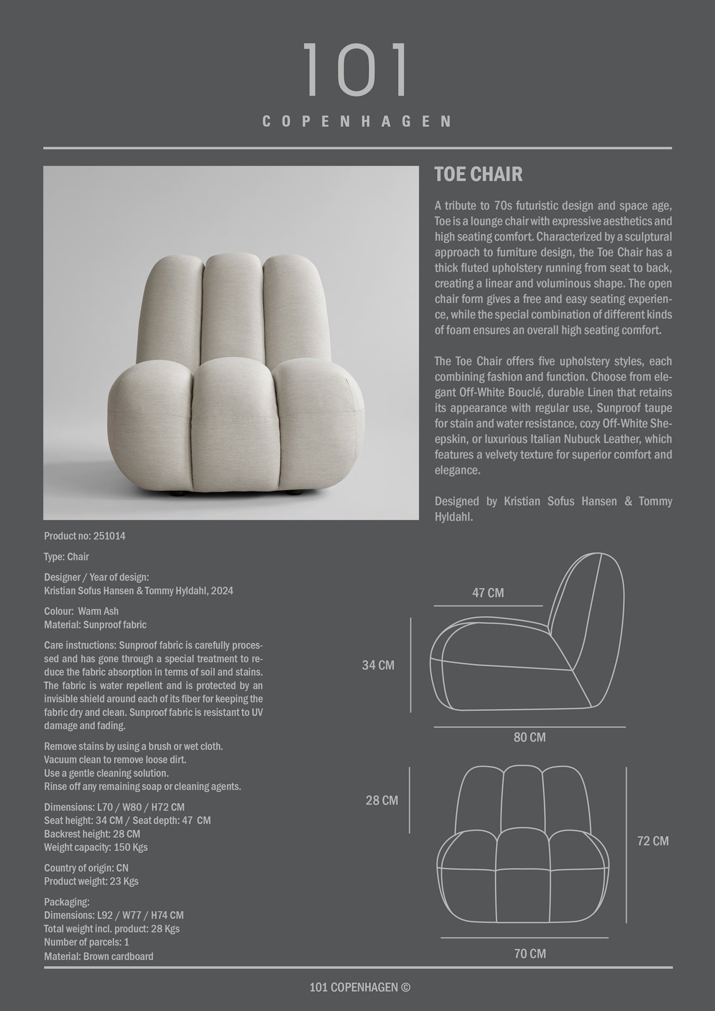 101 Copenhagen - Toe Chair - Warm Ash (C142) - Outdoor